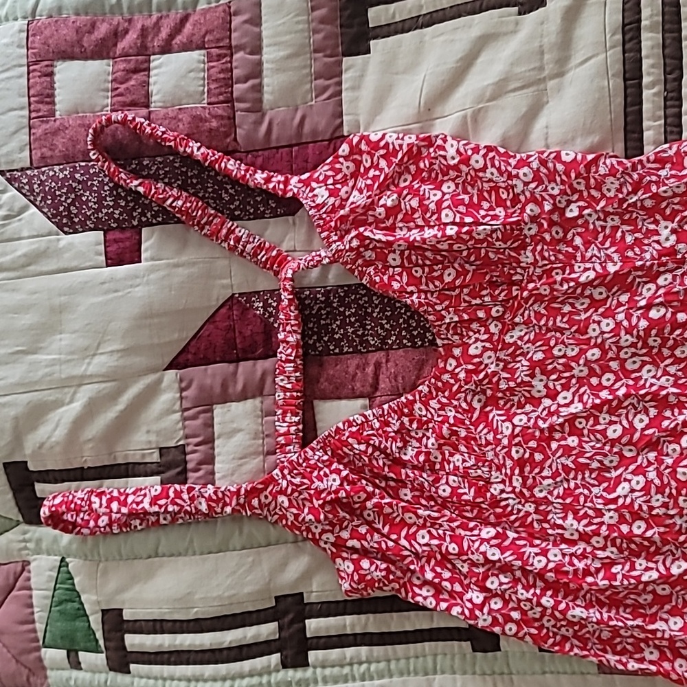 Red Floral Backless Princess Polly Sundress - Picture 5 of 7